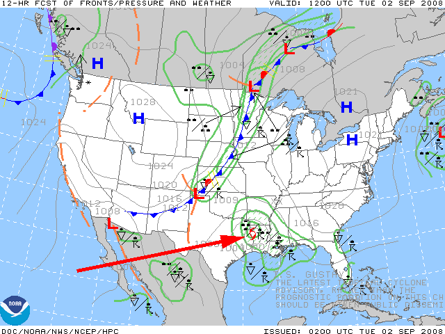 n[P[EOX^t㗤̗\zVC}A@Harricane GUSTAV@Significant Weather Prognostic Chart