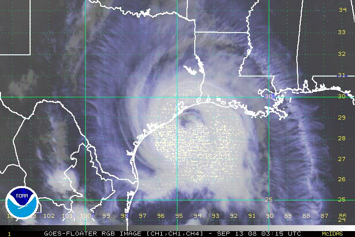 Hurricane Ike̐lHqʐ^BAJ{y㗤̒OB@eLTXGalveston`t߂㗤