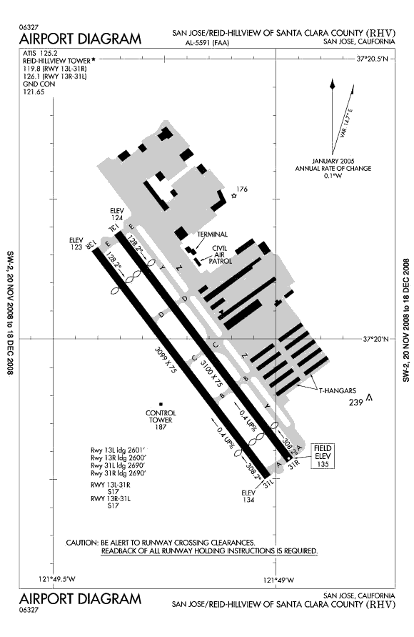 A/FD RHV airport diagram