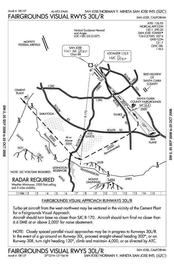 V󂪗ǂɎg@San Jose AirportVisual Approach Plate