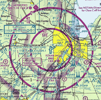 Sectional ChartɏoĂClass C Airspace (Green Bay Airportj