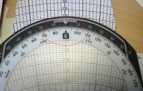 E6-B@1. Set Wind Direction under True Index