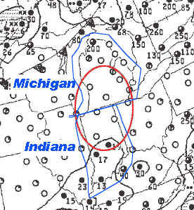 Weather Depiction Chart, the weather for a flight from southern Michigan to north Indiana