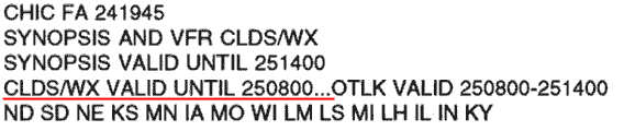 Area Forecast - Sample Questions