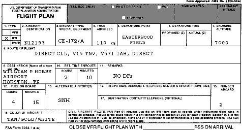 FAA Flight Plan FAA̔sv揑